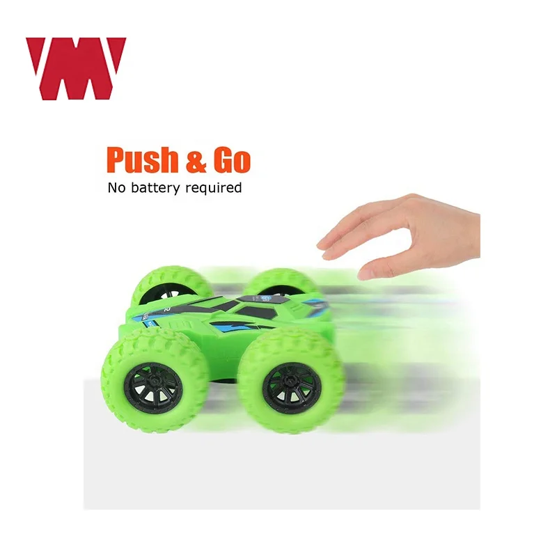 
4 Pack Friction Powered Car Toys Push and Go toy Cars for Toddlers Double Side Rotation Flips Mini Cars kids gifts inertia 