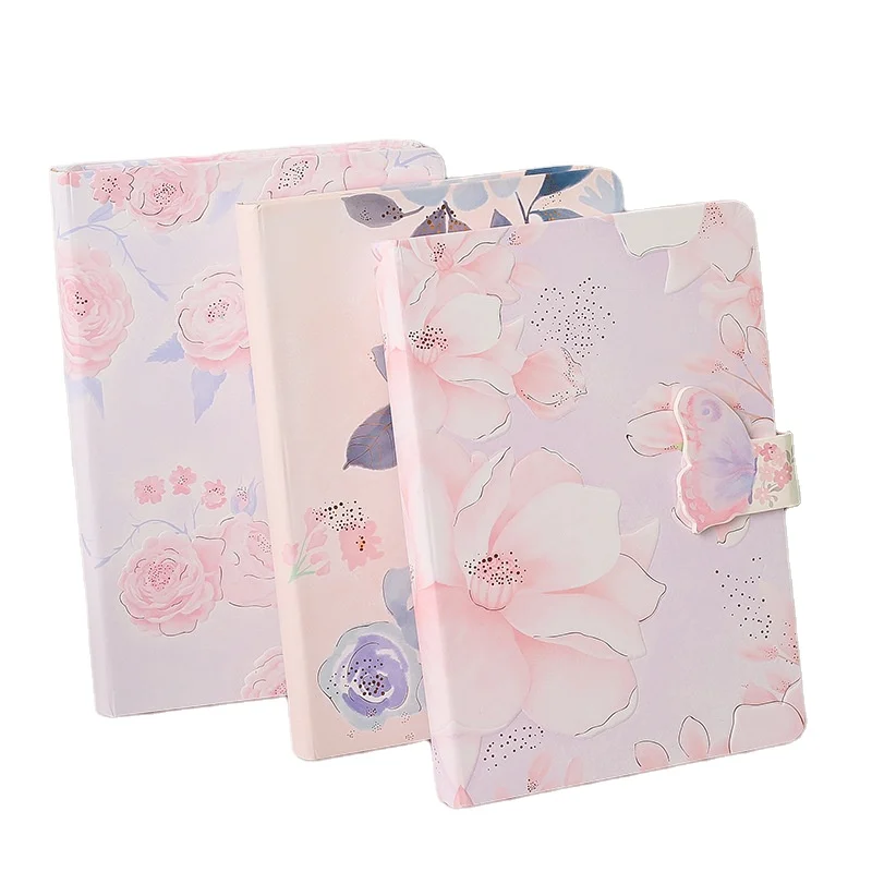 Custom Sewing Flower Cute Notebook Office Thickened Notepad Business Meeting Diary Notebook With Magnetic Buckle