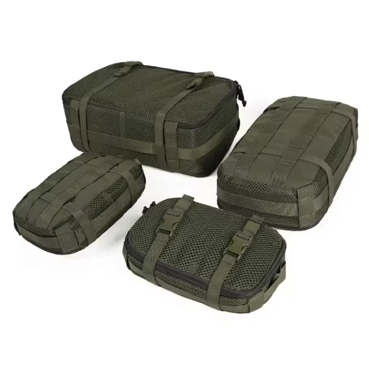 4 Pcs Tactical Modular Packing Cubes Large Capacity Mesh Storage Bag