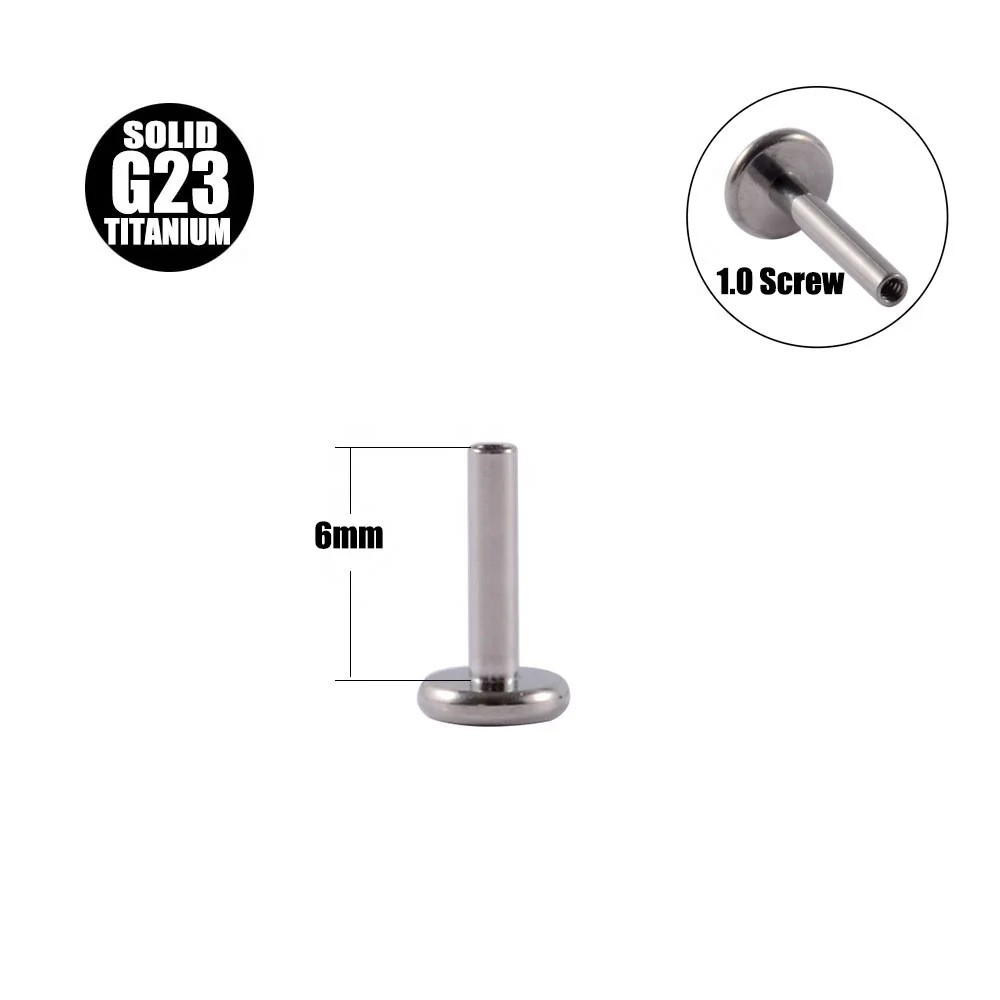 G23 Titanium Labret Bar Parts Internal Thread /extra thread  Lip Piercing Post Shaft  Replacement Accessory Wholesale