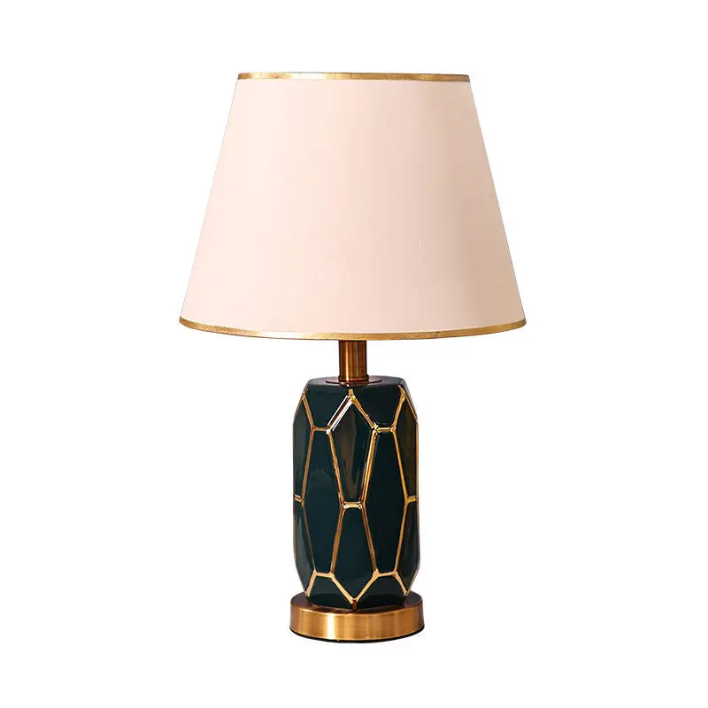 Modern Ceramics Table Lamp LED Simple Creative Green Nordic Bedside Desk Light for Home Living Room Bedroom Decor