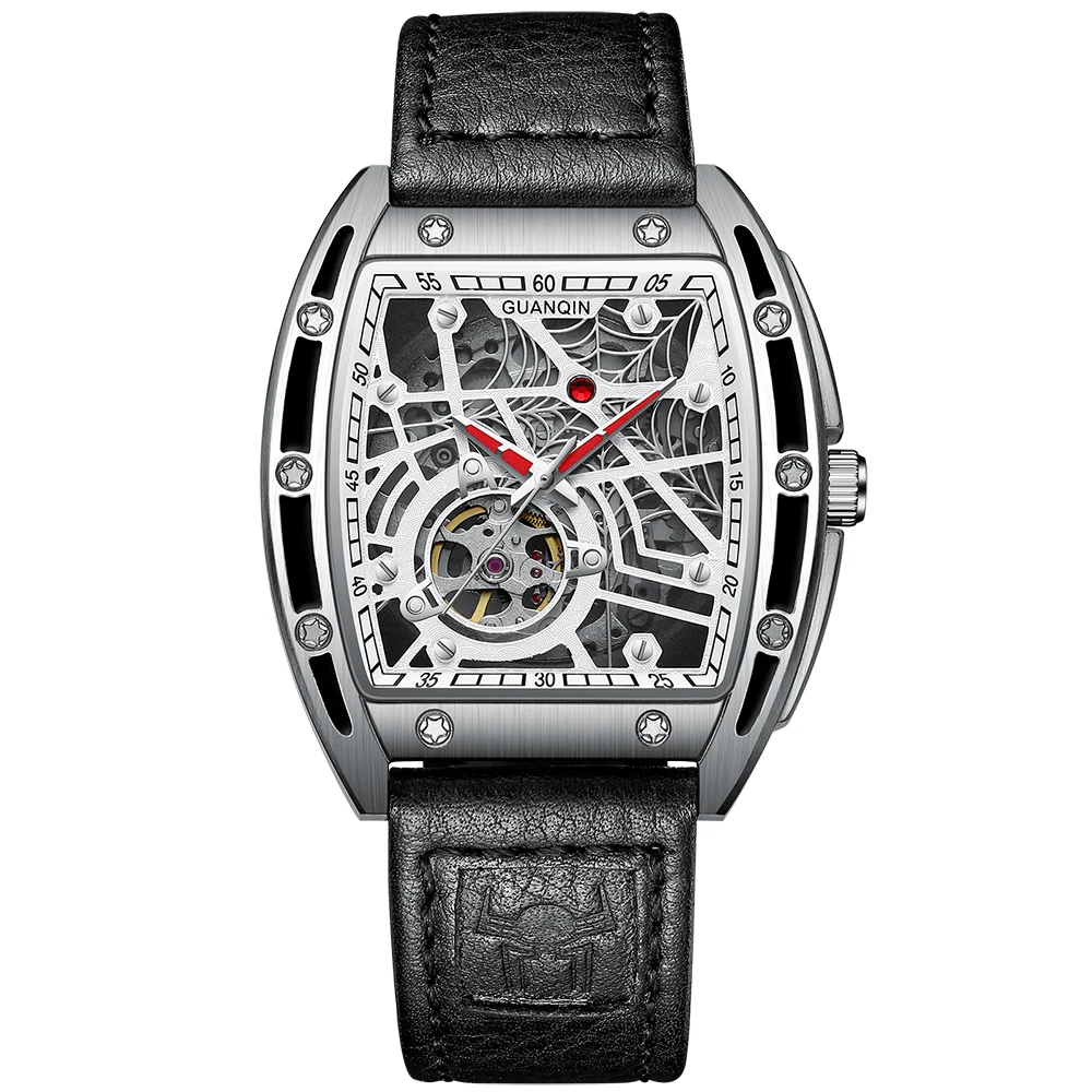 GUANQIN 2021 Luxury Square-Style Business Men Tourbillon Waterproof Mechanical Watch relogio masculino