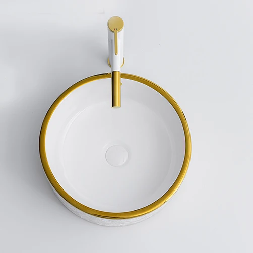 Modern luxury gold rim multi-style porcelain sanitary ware art basin ceramic face hand washbasin bathroom sinks