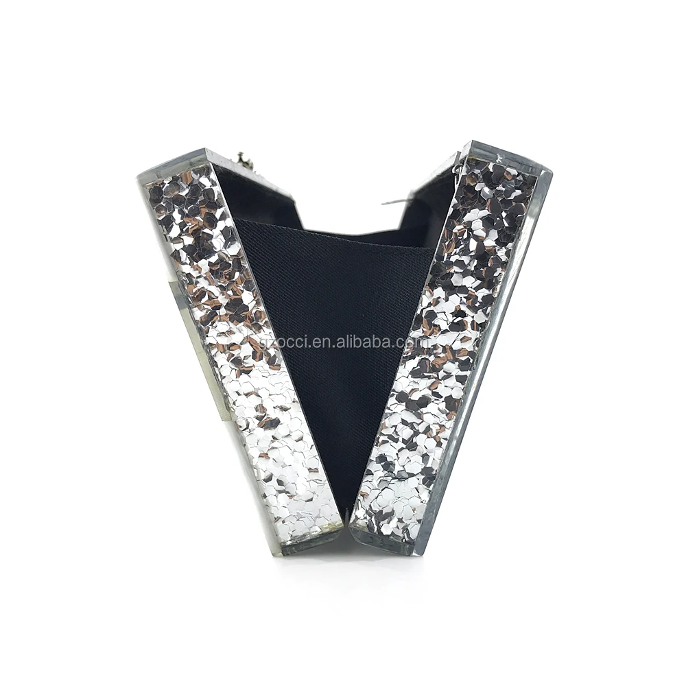 
OC4093 Wholesale acrylic evening supplier custom wave women acrylic bags 