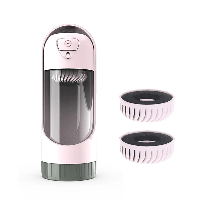 Easy carry convenient outdoor travel pet plastic portable dog drinking water bottle 300ml with activated carbon filter