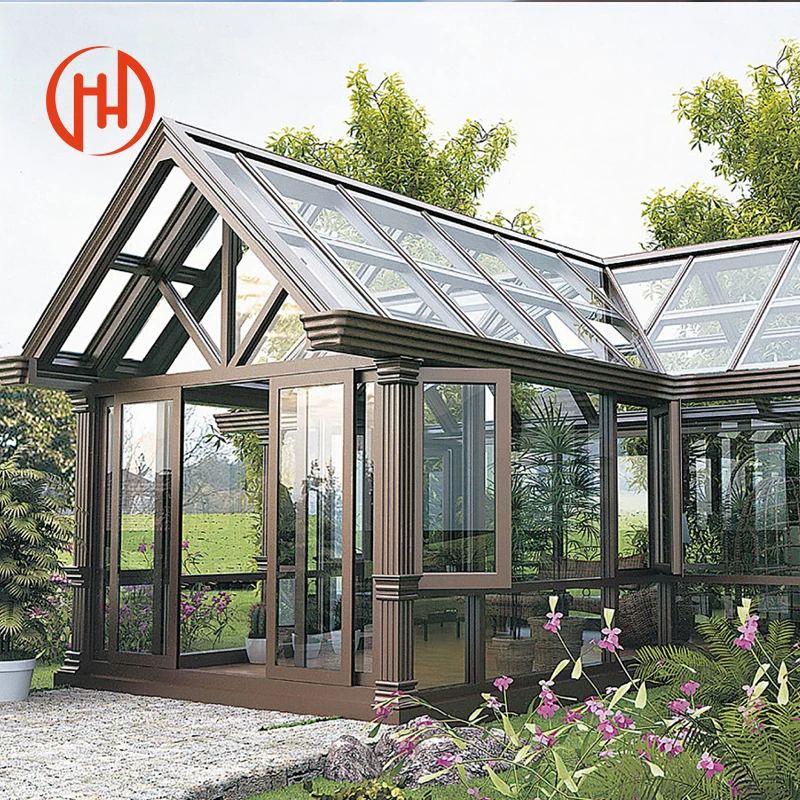 Wholesale Outdoor Garden Sunroom Tempered Glass Small Tiny House Sunny Villa Aluminum Frame Sunshine Glass Sunrooms