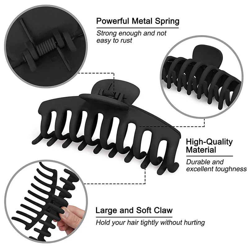 11cm Large Korean Hairgrips Frosted Banana Hair Clips Plastic claw clips Nonslip hair clamp Hair Claw Clips Women Matte