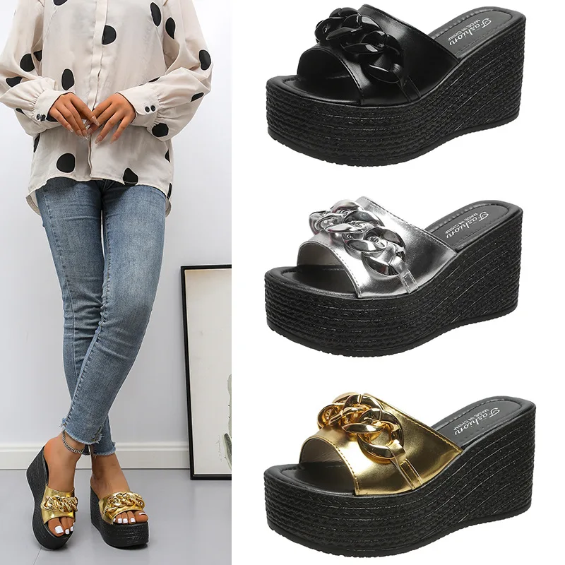 Женские тапочки на очень высоком каблуке удобные туфли танкетке больших размеров