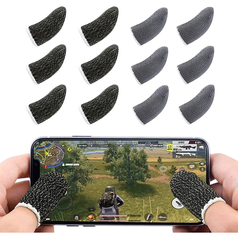 Mobile Game Anti-Sweat anti-slip Touch Screen Sensitive joystick black and black edge copper fiber Finger Sleeve