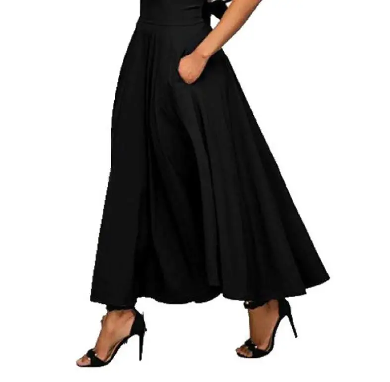 High Quality Fashion Women Girls Solid Color long skirts