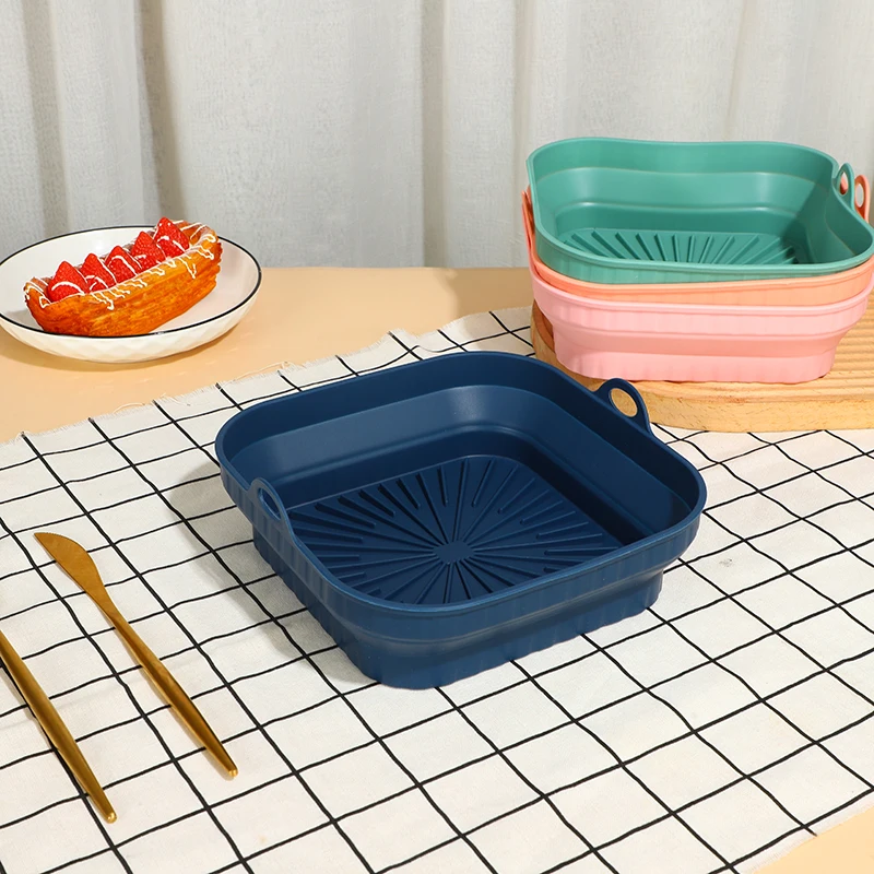 Air Fryer Silicone Pot Air Fryer Silicone Liners Oven Baking Tray Pizza Fried Chicken Reusable silicone air fryer Mat Food Safe