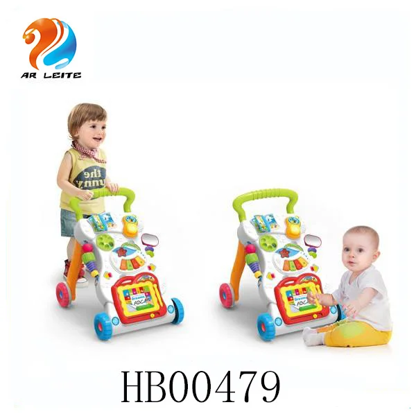 Multi Functional Kids Early Educational Toy Painting Toys Musical Keyboard Learning to Walk Baby Push Walker with White Board