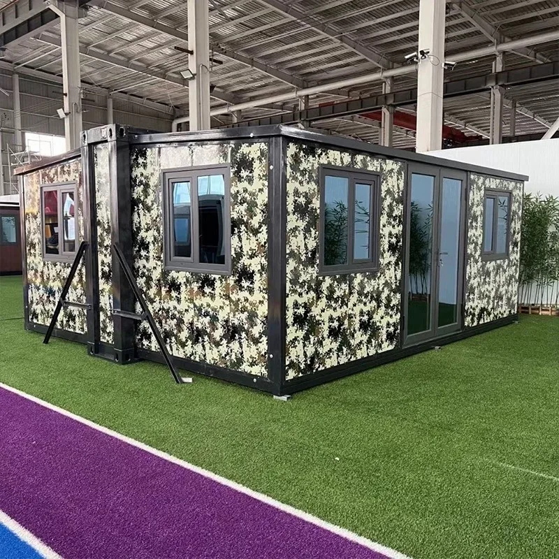 Prefab Camouflage House Ready to Live for Use Customizable Kitchen Bathroom Live Room Dry Van Double Expanded Tiny Trailer House