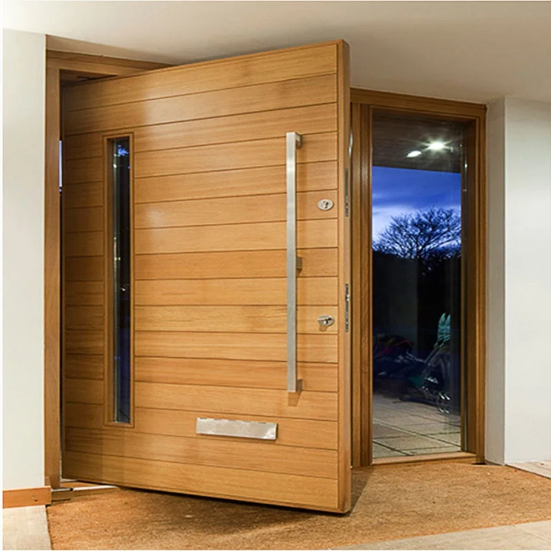 Plain heavy duty pivot solid wooden entrance door for residential