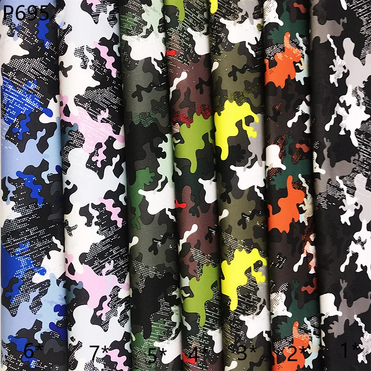 P695 matte camouflage PU artificial leather textiles leather products cuero custom leather for luggage , handbag , shoe