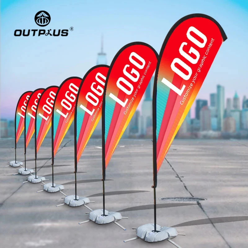 Banners Beach Flags  Double Sides Printing Rectangular Feather Flag Teardrop Beach Flag With Logo Custom Print