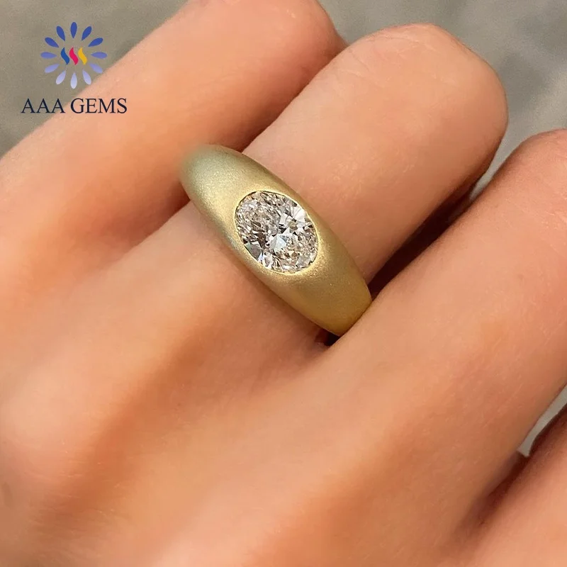 AAA Gems Custom 10K 14K 18K Gold Jewelry 1CT Vintage Gypsy Ring Women CVD HPHT Lab Created Diamond Ring