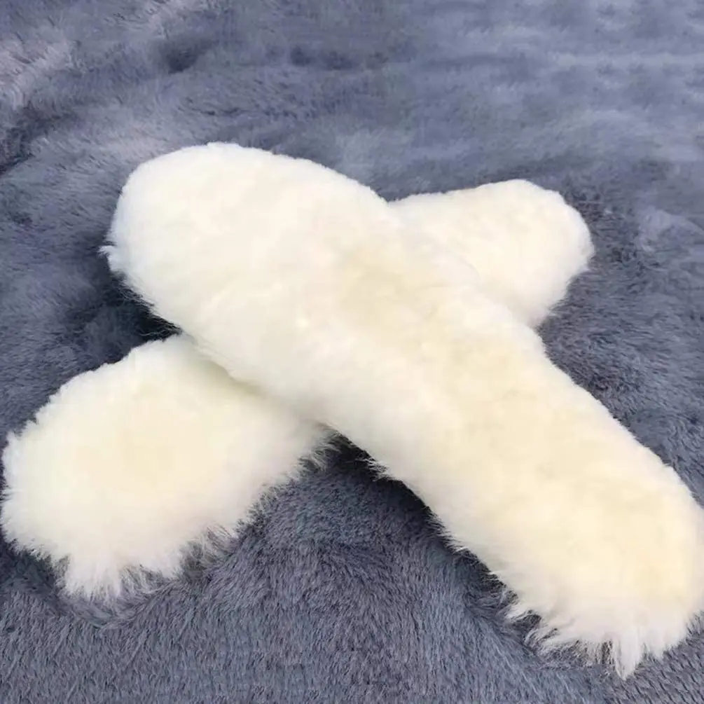 Pure Wool Insoles Winter Sheepskin Thick Warm Men and Women Snow Fur Insole Size 35-44