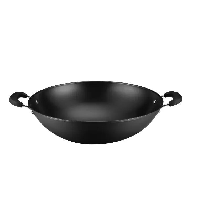 Chinese Big Wok Pan Two Handle Cast Iron Deep Fry Kadai Pan