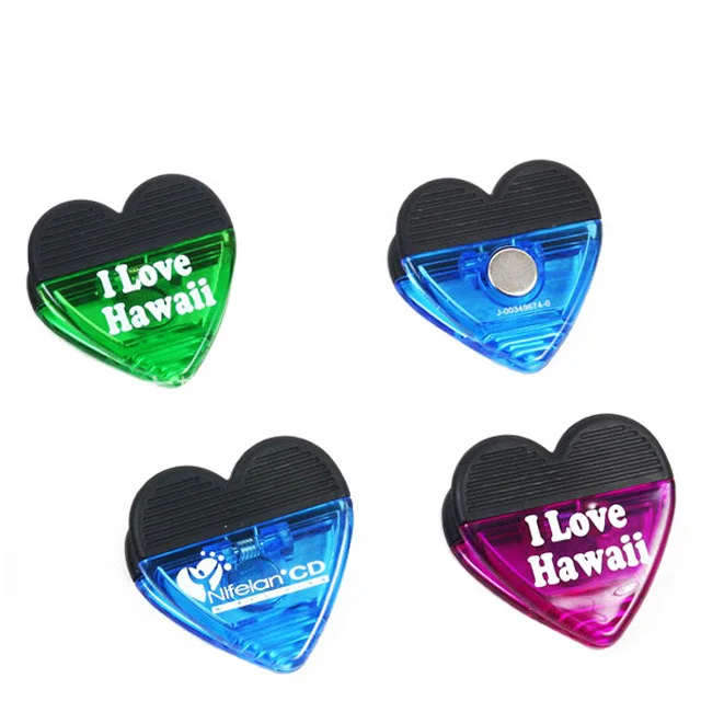 Heart shape plastic fridge magnet clip Strong magnetic memo paper clips
