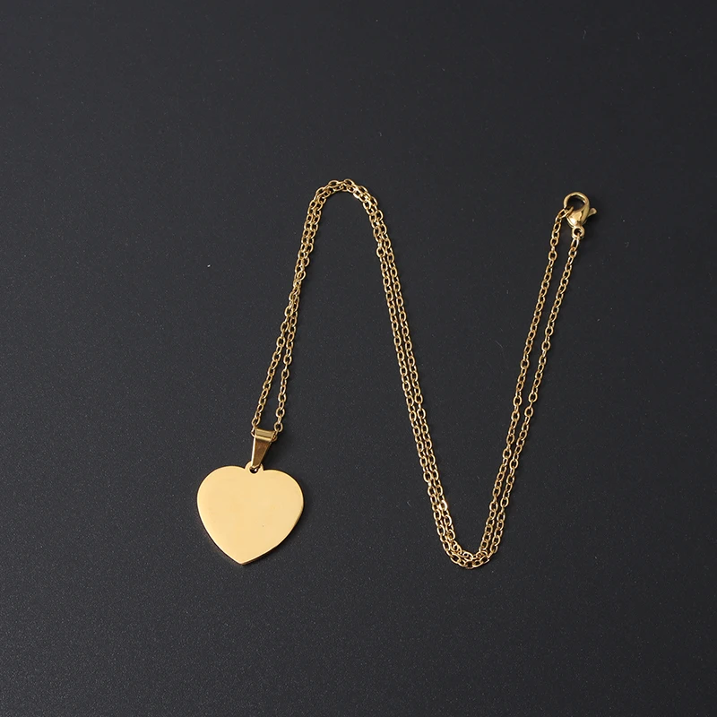 Hot Sale Elegant New 18k gold Gold Plated Stainless Steel Engraved Blank Heart Pendant Necklace