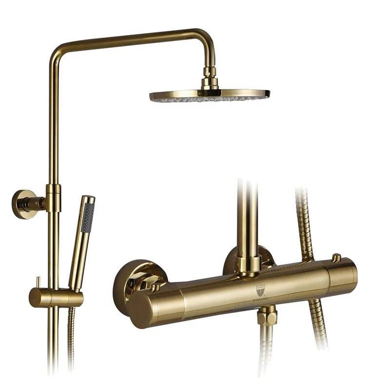 HIMARK plumbing fixtures bathrooms complete brass brushed gold shower mixer set