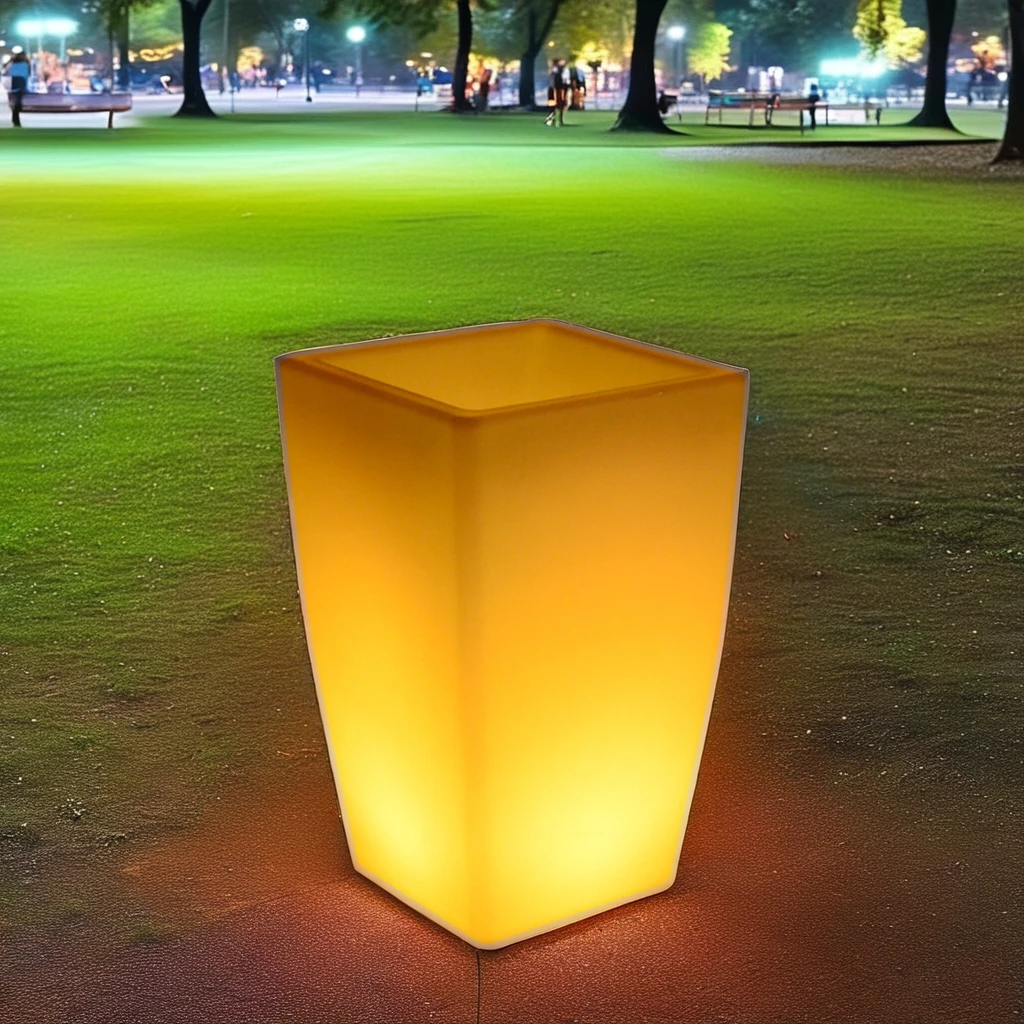 Square shaped planters LED cube bonsai light with multi colored