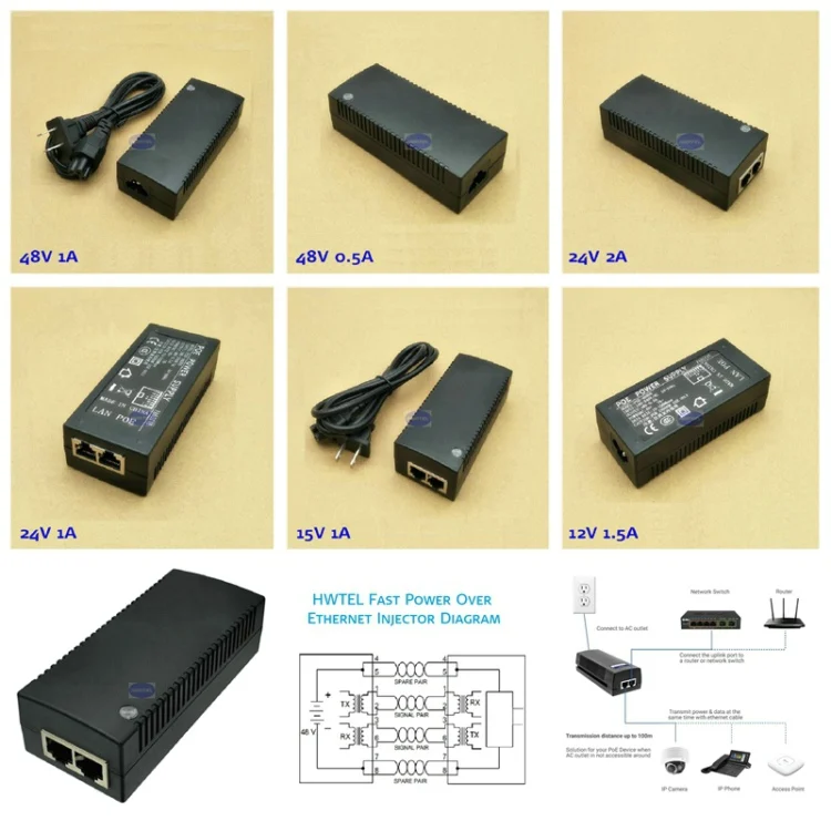  48 в 24 Вт 0 5 А poe Инжектор адаптер инжектор 30 от HWATEL raw SZ oem Сертификация ce ccc fcc