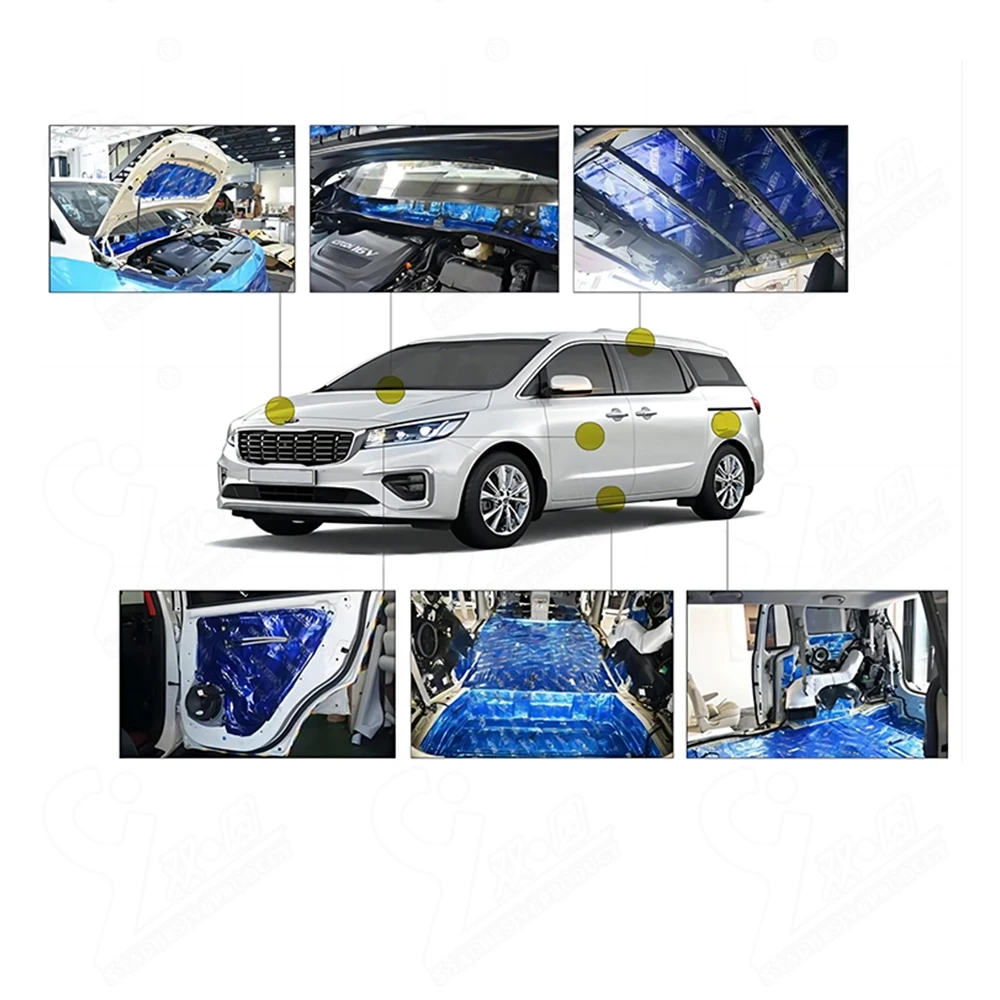 High Quality Butyl Rubber Car Soundproof Damping Isolation Material Customizable Diamond Design Interior Cover Aluminum