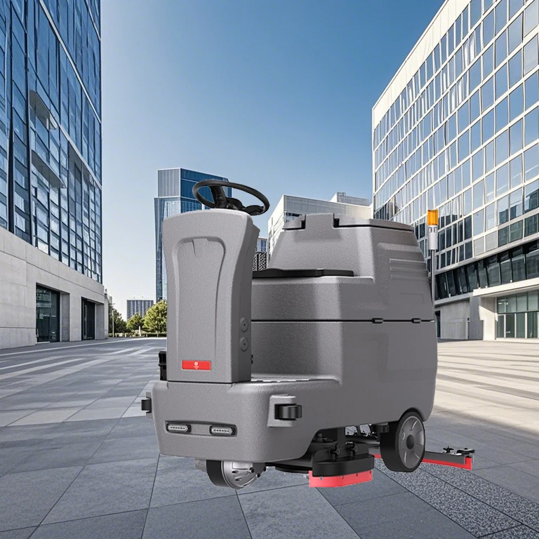 CleanHorse ARES700 ride on industrial warehouse mounted wood floor scrubber dryer machine