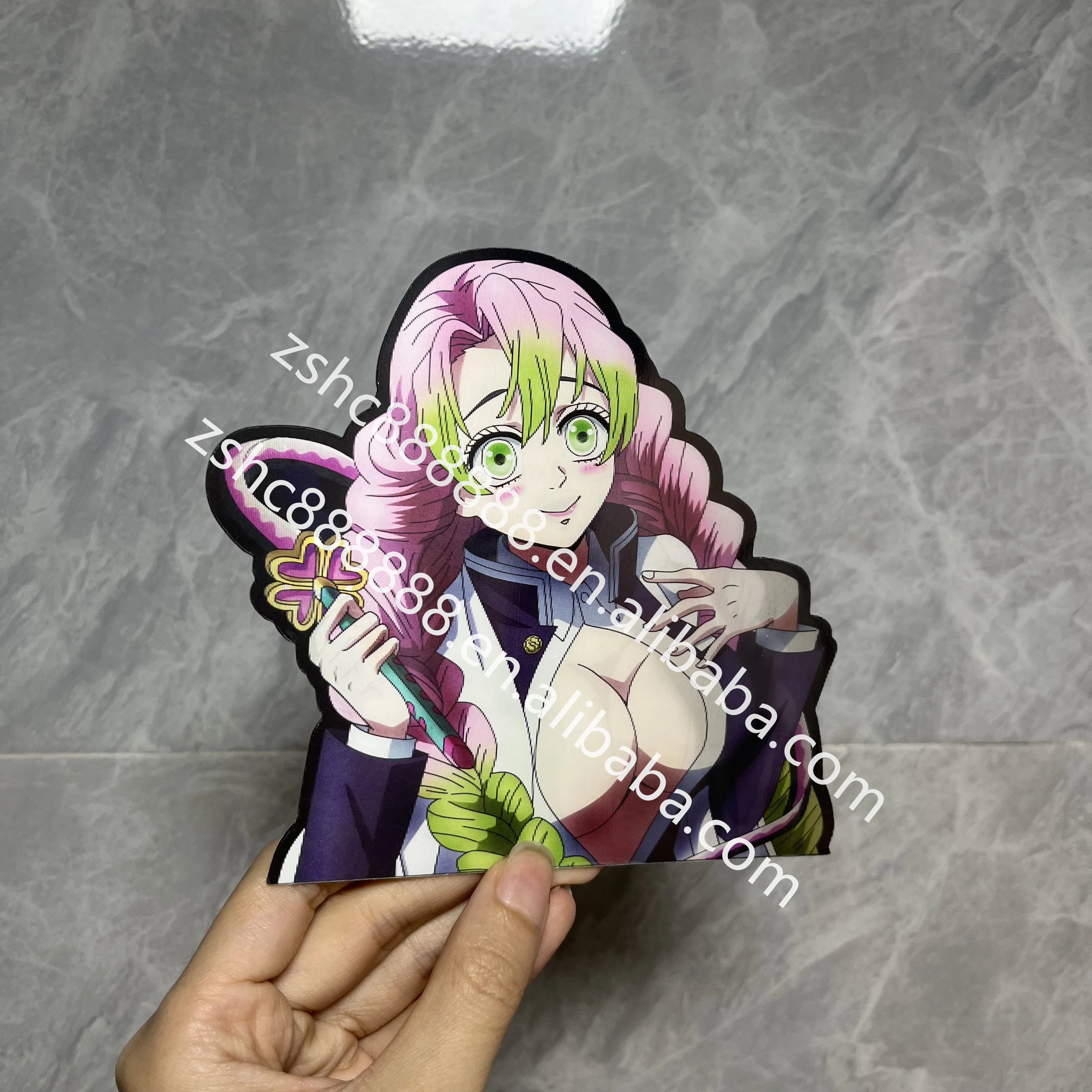 New Season Anime Demon Slayer 3D Motion Stickers Sexy Cute Girl Lenticular Flip Car Decars Laptop Water Cup Decor