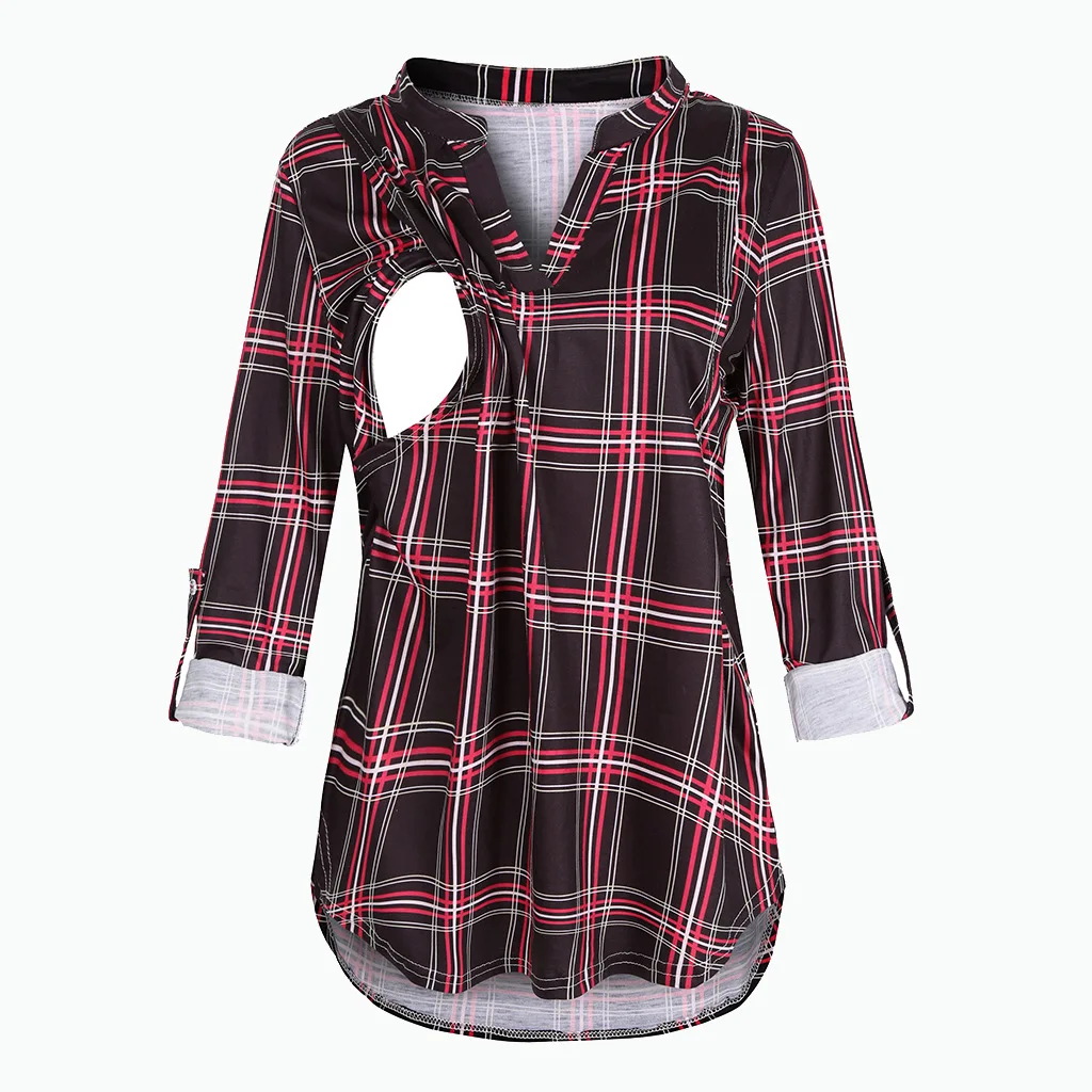 Women Pregnancy long sleeve Shirts Blouse Breastfeeding Maternity Tops