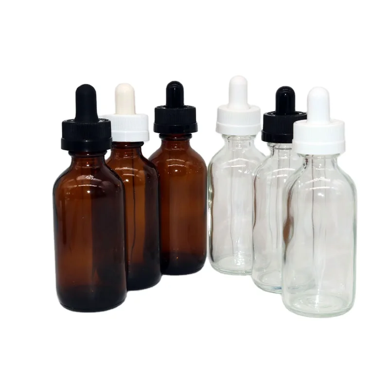 60ml clear amber boston round glass bottle for e juice
