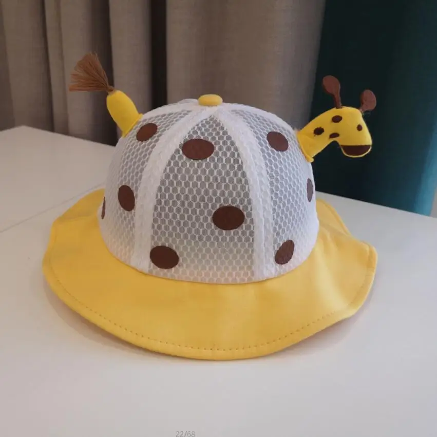 Girls Boys Cute Animal Bucket Hat Spring Summer Giraffe Embroidered Fisherman Sun Protective Hat Kids Cotton Mesh Bucket Hat