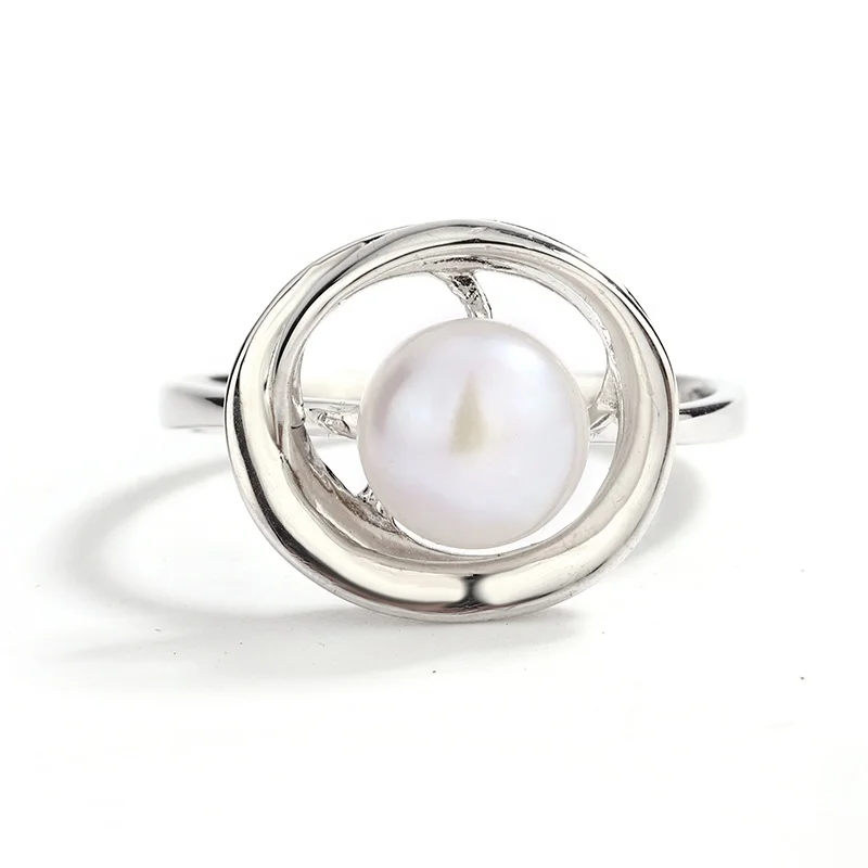 KAMMY 8-8.5mm Circle Hollowing 925 Sterling Silver Dainty Casual Unique Adjustable Rings For Ladies