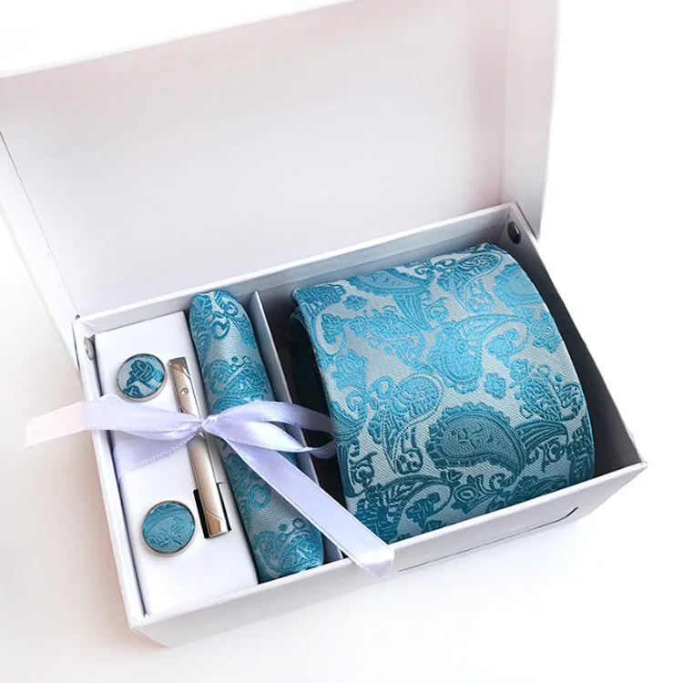 Factory Mens Tie Sets Gifts Necktie Mens With Pocket Square Box Men Ties And Hanky Set With Cufflinks For Wedding Business