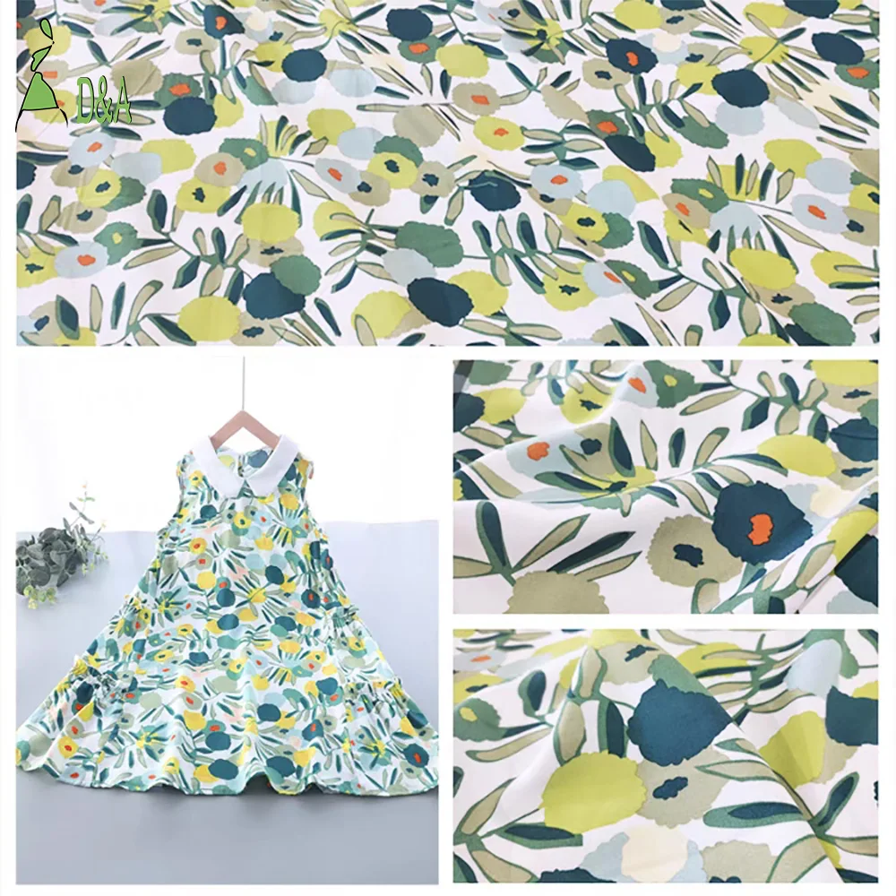 New Pattern Fashion Little Fresh Soft Cotton Printed Plain Flannel Children Shirt Dress Fabric Kids Cartoon Fabric