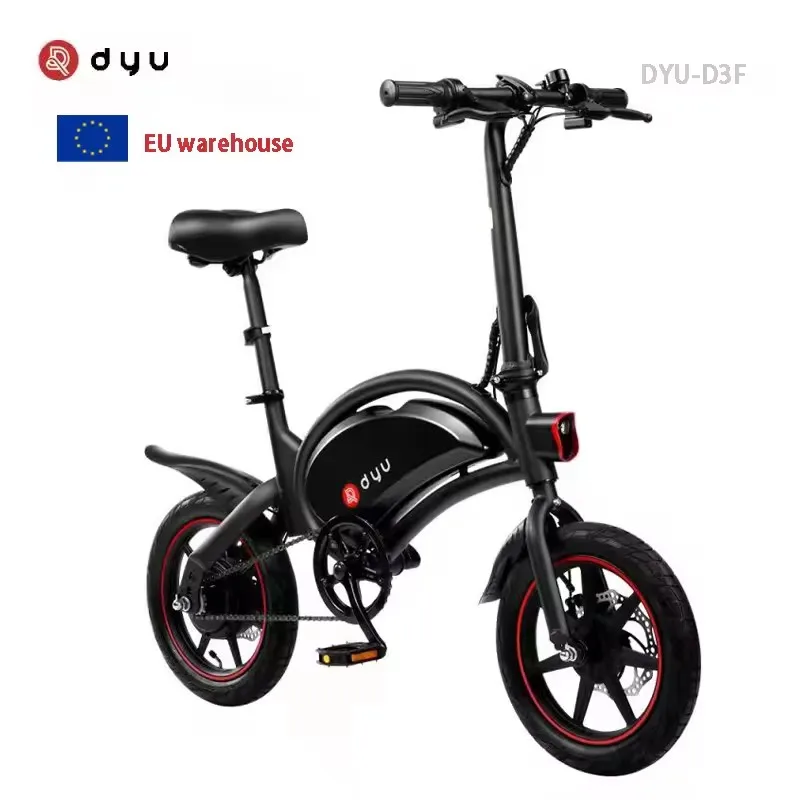Free Shipping DYU D3F Electric City Bike 250w 36V 14 Inch Folding Electric Bicycle Adult 40KM Long Range Ebike US EU Warehouse