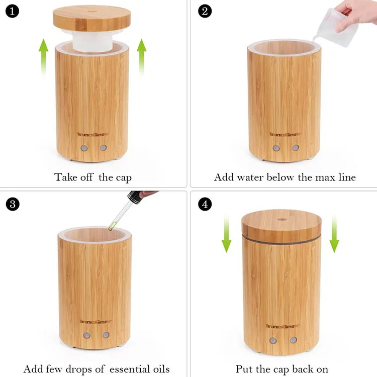 
Waterless Auto Shut-Off ultrasonic humidifier cool mist electric bamboo essential oil aroma diffuser 