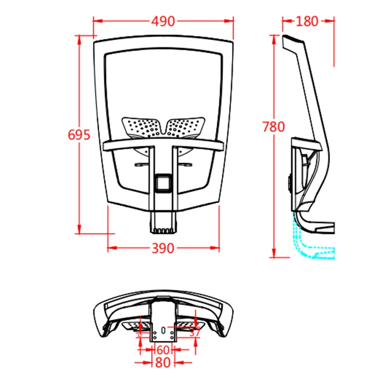 Top sale Ergonomic fit with lumbar support back office chair spare parts components furniture Swivel Chair Part  Back cover