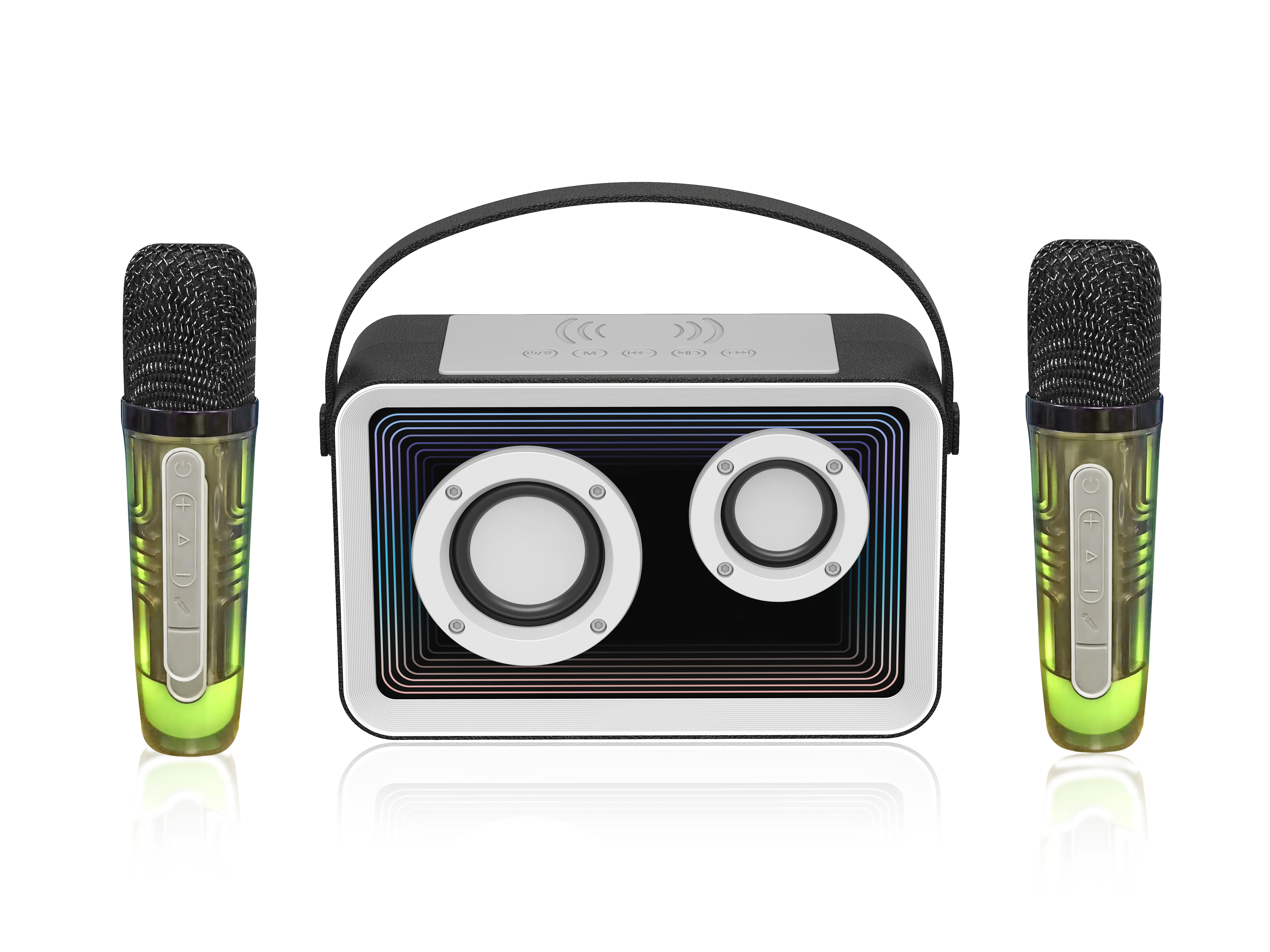 MX04 Intelligent LED Table Lamp Portable Mobile Phone Wireless Charger with Speaker Atmosphere Lamp Clock Alarm RGB Night Light