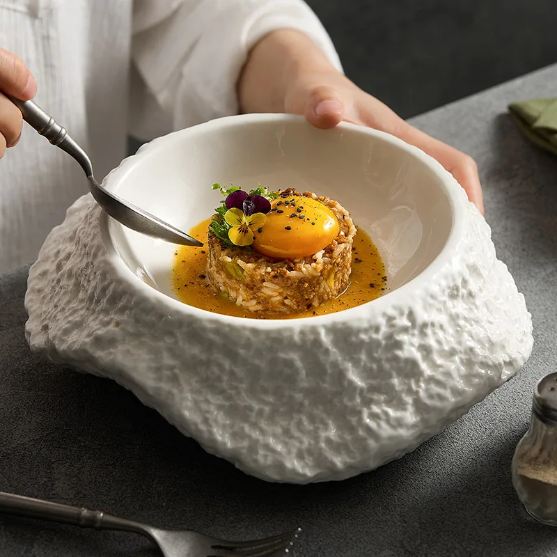 Hot Sale Custom Unique Dinner Plates Tableware Porcelana For Upscale restaurants Cheap Bulk porcelain White Oval Ceramic Plates