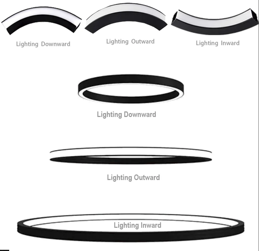 Low Moq Customized Flexible diffuser 35mm Dia600mm Recessed curved led profile