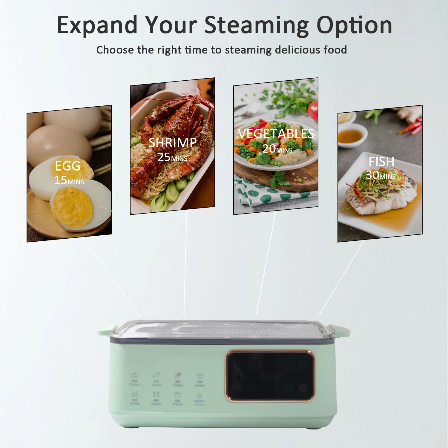 Household electric food steamer large capacity multi-functional multi 3-layer steamer electric steamer stainless steel cooking