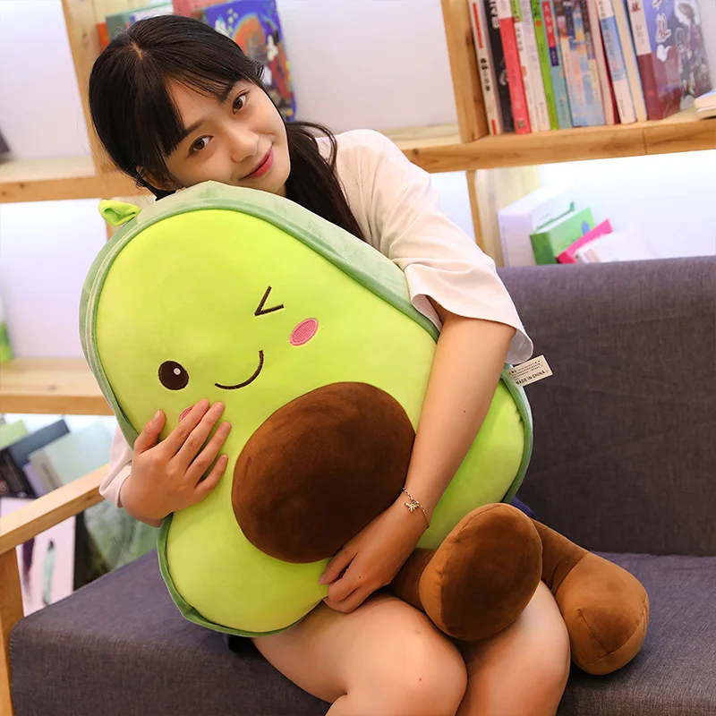 High Quality Kawaii Creative Fruit Shaped Avocado Holding Pillow Fruit Avocado Plants Stuffed Plush Toy Soft Girls