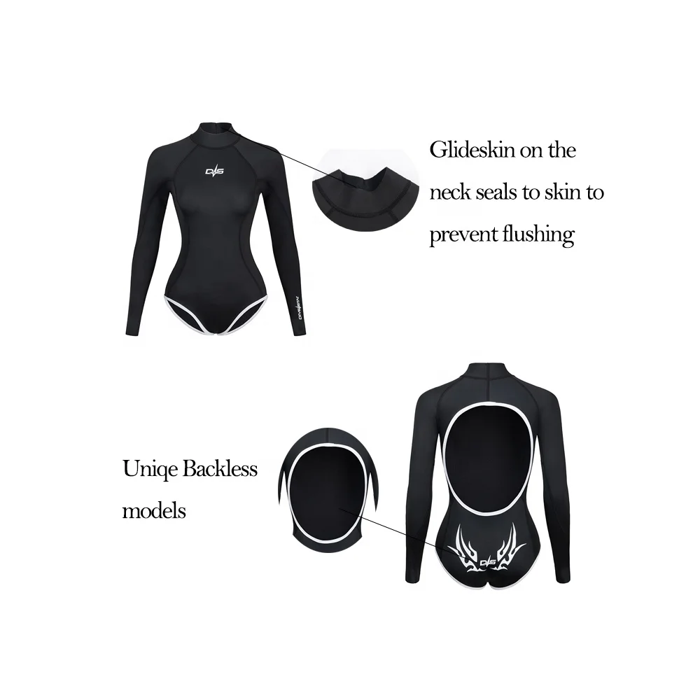 2mm Yamamoto Neoprene Glide Skin Long Sleeve Freediving Diving Swimming Bikini Wetsuit For Women