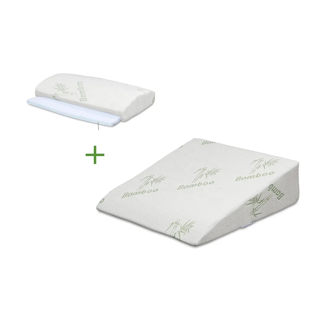 Wholesale adjustable bed wedge pillow set low MOQ bamboo fabric memory foam pillow reading customized triangle pillow