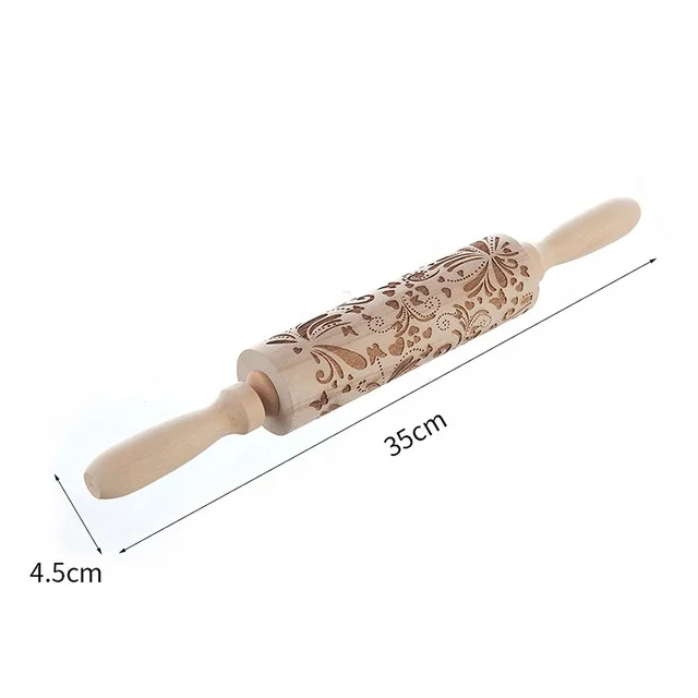custom pattern non-stick cake bamboo wooden fondant decorative textured embossing rolling pin