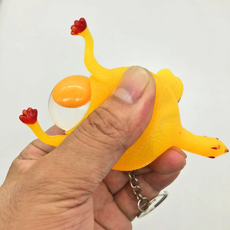 Новинка забавная игрушка куриные яйца несущие курицы брелки для снятия стресса 3D резиновые Брелоки ключей