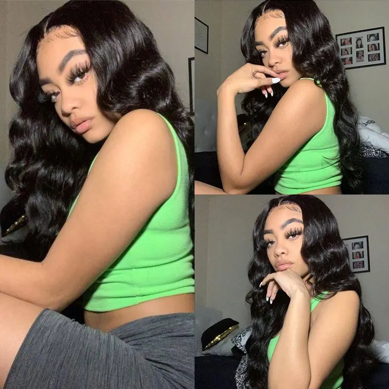 Hot Sale Original Virgin Brazilian Body Wave Hair 360 Lace Frontal Wig For Black Woman No Tangle No Shedding